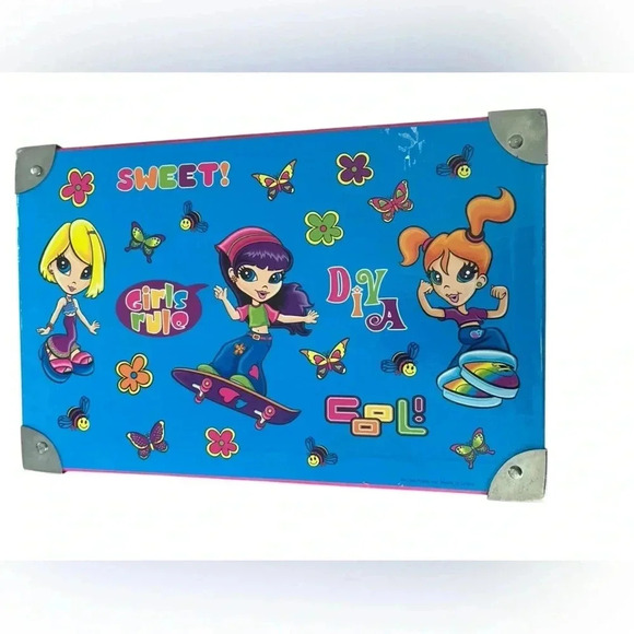 Vintage Lisa Frank Girls Rule Diva Storage Box Metal Handles & Corners 1990’s - Picture 6 of 11